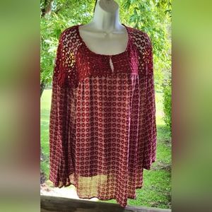 Weekend by Suzanne Betro WINE COLOR BLOUSE SIZE 1X (nwt)